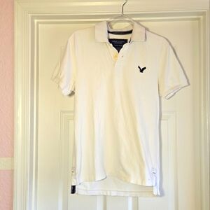 American Eagle Mens The Eagle Polo Shirt‎ Vintage Fit White Size S Office Casual